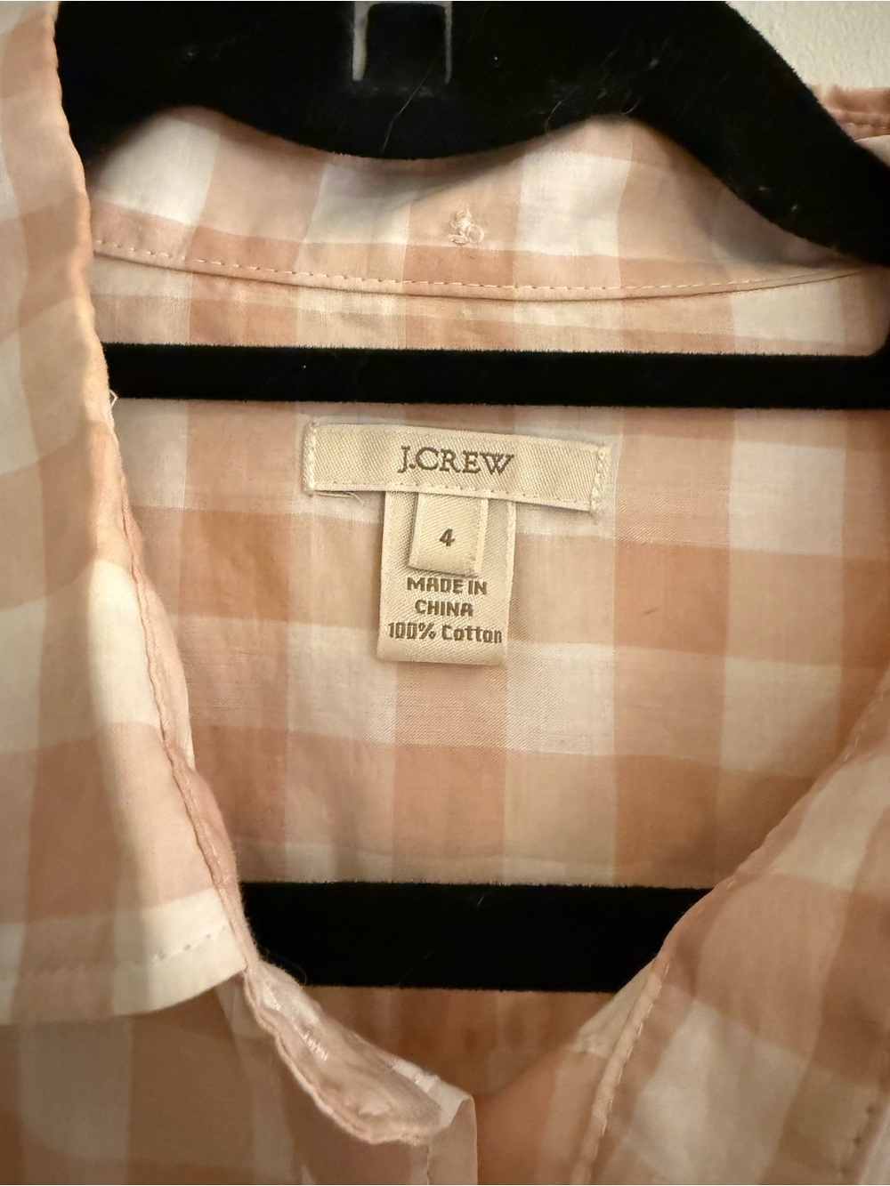 J. Crew Peach and White Gingham Button-Up Shirt - Picture 2 of 5